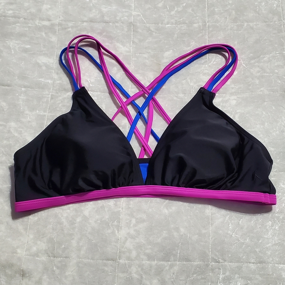 Black/Pink Strapy Back Bikini Top